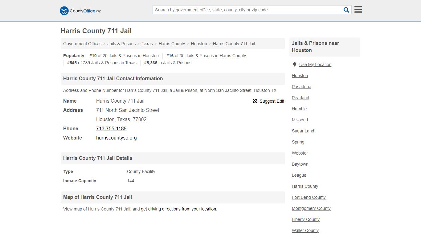 Harris County 711 Jail - Houston, TX (Address and Phone)